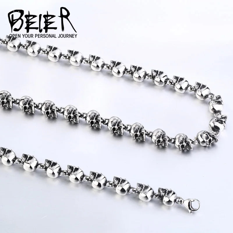 316L Stainless Steel Skull Punk Rock Ball Men's Necklace