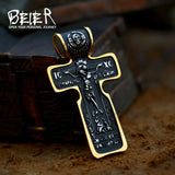 BeierJesus Cross Men's Stainless Steel Crucifix Pendant Necklace