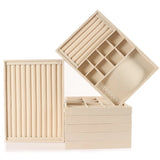 Beige Velvet Jewelry Tray Ring Necklace Earring Organizer