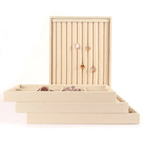 Beige Velvet Jewelry Tray Ring Necklace Earring Organizer
