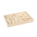 Beige Velvet Jewelry Tray Ring Necklace Earring Organizer