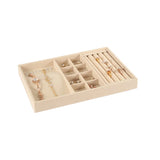 Beige Velvet Jewelry Tray Ring Necklace Earring Organizer