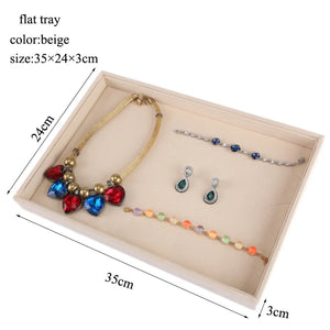 Beige Jewelry Organizer Storage Box Watch Holder Necklaces Rings Earrings