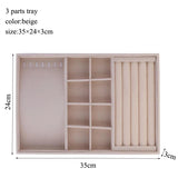 Beige Jewelry Organizer Storage Box Watch Holder Necklaces Rings Earrings