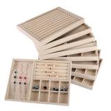 Beige Velvet Jewelry Tray Organizer Storage Box