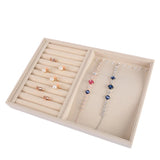 Beige Velvet Jewelry Tray Organizer Storage Box