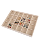 Beige Velvet Jewelry Tray Organizer Storage Box