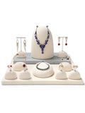 Beige Metal Microfiber Jewelry Display Rack Necklace Ring Earrings Window
