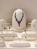 Beige Metal Microfiber Jewelry Display Rack Necklace Ring Earrings Window