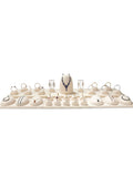 Beige Metal Microfiber Jewelry Display Rack Necklace Ring Earrings Window