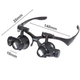 Beileshi 10-25X LED Light Magnifier Loupe Microscope Headband