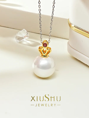 Beimu Pearl Crown 925 Silver Pendant Wedding Necklace