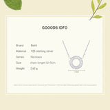 Beitil 925 Silver CZ Circle Pendant Necklace Wedding Jewelry