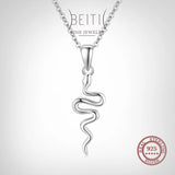 Beitil 925 Sterling Silver Snake Pendant Necklace Hypoallergenic Jewelry