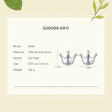 Beitil Small Crown Stud Earrings 925 Sterling Silver Women's Minimalist Jewelry