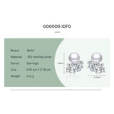 Beitil 925 Silver Pearl Stud Earrings Women Wedding Fine Jewelry