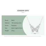 Beitil Butterfly Necklace 925 Sterling Silver Romantic Wedding Jewelry