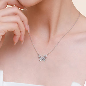 Beitil Butterfly Necklace 925 Sterling Silver Romantic Wedding Jewelry