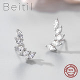 Zircon Wings Top 925 Silver Stud Earrings for Women