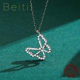 925 Silver Flying Butterfly Necklace Clear CZ Jewelry for Women