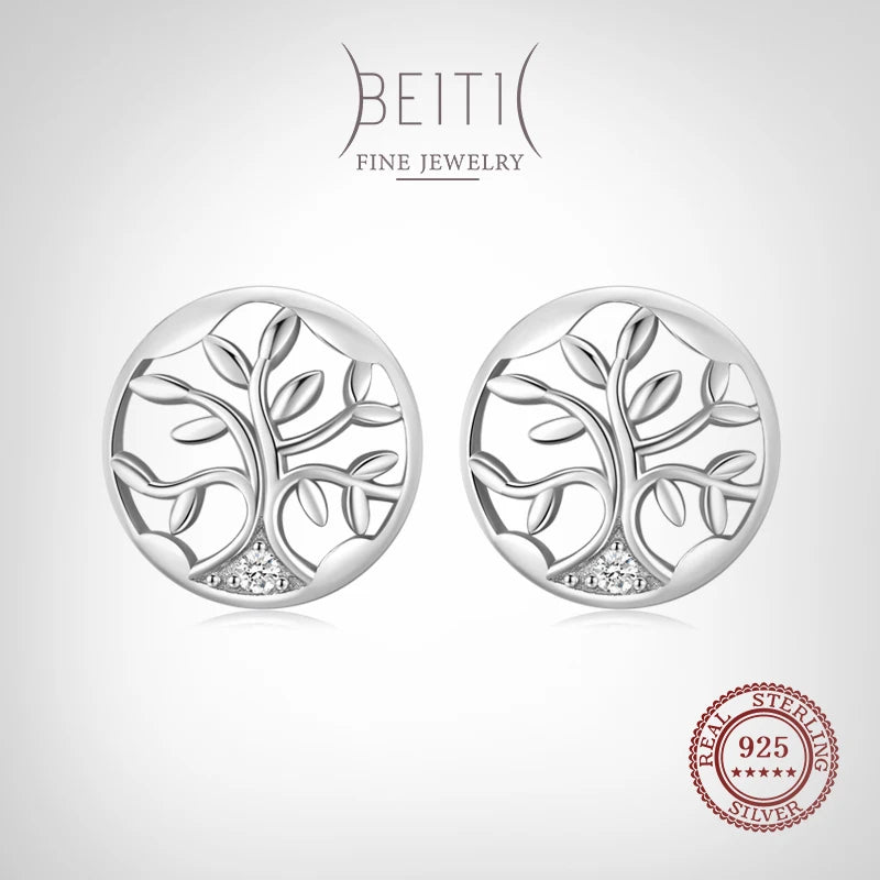 Beitil 925 Silver Tree Of Life Stud Earrings Women Party Jewelry