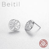 Beitil 925 Silver Tree Of Life Stud Earrings Women Party Jewelry