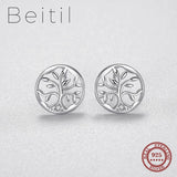 Beitil 925 Silver Tree Of Life Stud Earrings Women Party Jewelry