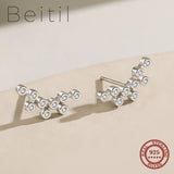 925 Silver Minimalism Zircon Stud Earrings for Women
