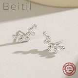 925 Silver Minimalism Zircon Stud Earrings for Women
