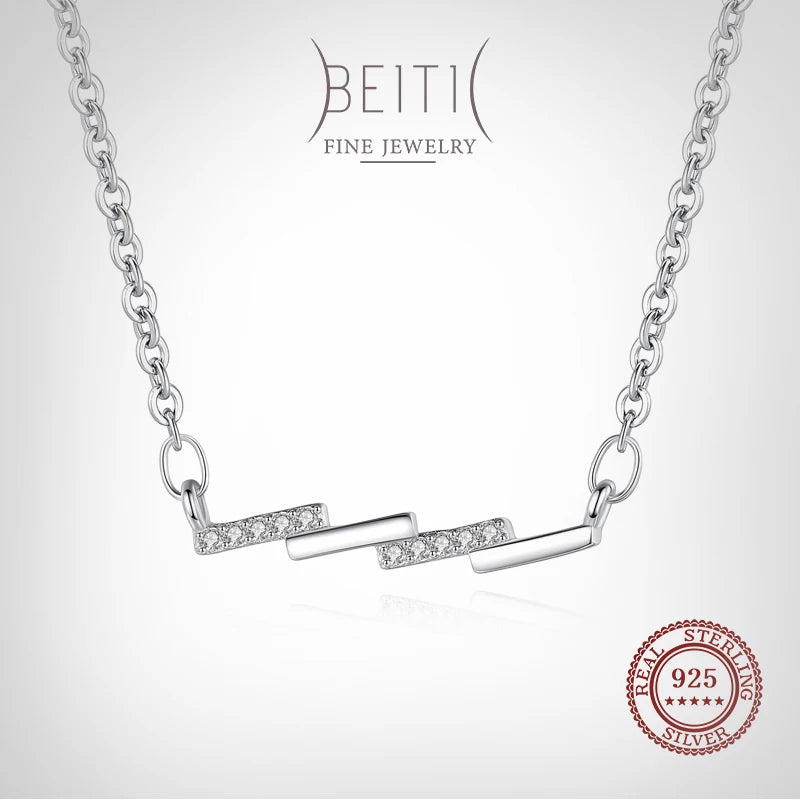 Beitil 925 Silver Zircon Necklace Minimalist Style