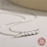 Beitil Geometric Shape CZ Necklace, 925 Sterling Silver