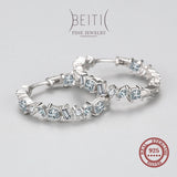 Beitil Sparkling Zircon Earrings 925 Sterling Silver Round Women Wedding