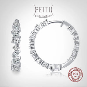 Beitil Sparkling Zircon Earrings 925 Sterling Silver Round Women Wedding