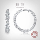 Beitil Sparkling Zircon Earrings 925 Sterling Silver Round Women Wedding
