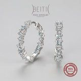 Beitil Sparkling Zircon Earrings 925 Sterling Silver Round Women Wedding