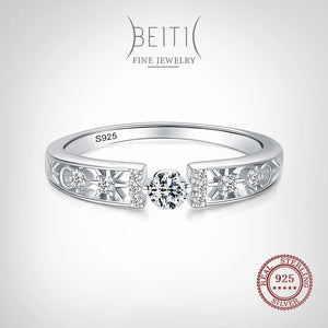 Beitil Style 925 Silver Star Moon CZ Rings Wedding Fine Jewelry