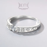 Beitil Style 925 Silver Star Moon CZ Rings Wedding Fine Jewelry