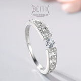 Beitil Style 925 Silver Star Moon CZ Rings Wedding Fine Jewelry