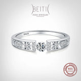 Beitil Style 925 Silver Star Moon CZ Rings Wedding Fine Jewelry