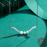 Beitil 925 Silver Wave Zircon Pearl Necklace Wedding Jewelry Gift