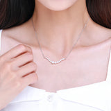 Beitil 925 Silver Wave Zircon Pearl Necklace Wedding Jewelry Gift