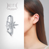 Beitil 925 Sterling Silver Stars Punk CZ Ear Clip Earrings