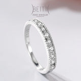 Beitil CZ 925 Silver Wedding Band Ring for Women