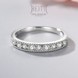 Beitil CZ 925 Silver Wedding Band Ring for Women