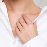 Beitil CZ 925 Silver Wedding Band Ring for Women