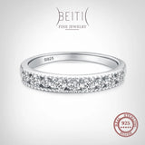 Beitil CZ 925 Silver Wedding Band Ring for Women