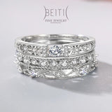 Beitil CZ 925 Silver Wedding Band Ring for Women
