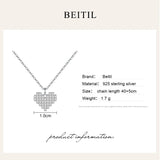 Beitil Zircon Heart 925 Sterling Silver Pendant Necklace for Women