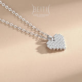 Beitil Zircon Heart 925 Sterling Silver Pendant Necklace for Women