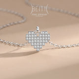 Beitil Zircon Heart 925 Sterling Silver Pendant Necklace for Women